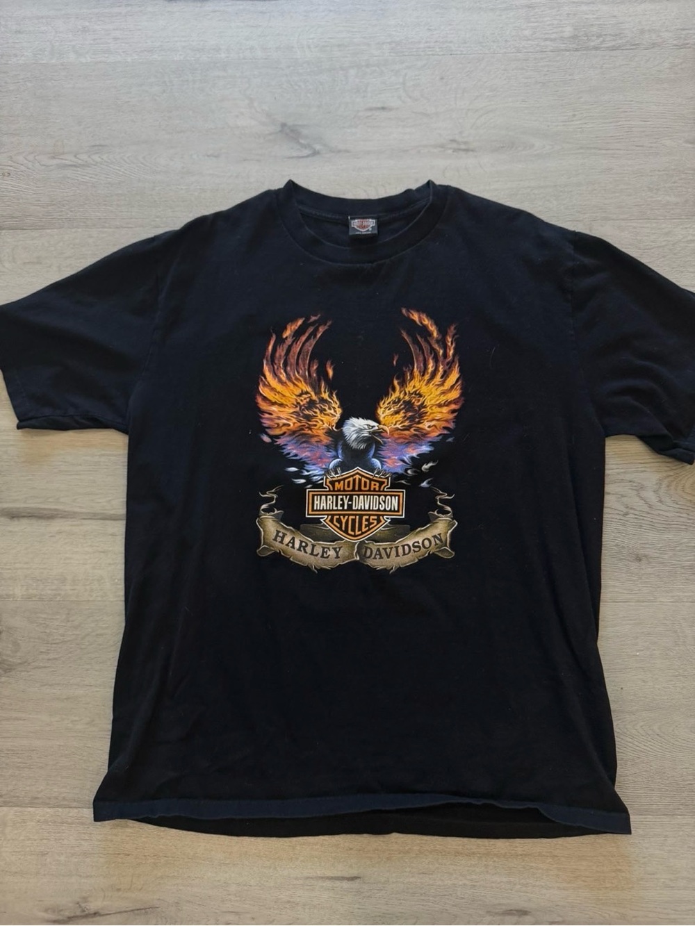 Vintage 1990’s Harley-Davidson Black Tee with Fiery Eagle Graphic
